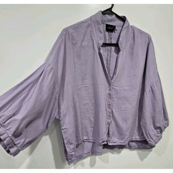 Urban Outfitters Out From Under Purple Vera Button-Down Sleep Shirt Boxy Size S - Picture 2 of 7